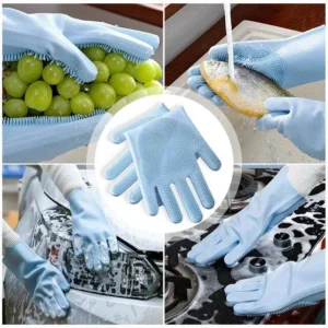 pair of silicone dish washing gloves multicolor