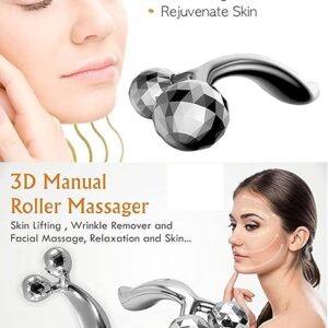 3d manual roller massager portable handheld shaping and firming leg face 360 rotation massage instrument tool 3d roller massager y shape 360 rotate face lifting wrinkle remover beauty skin care tool silver