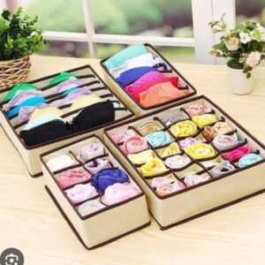 underwear socks storage organizer with lids foldable closet drawer divider 24 cells, storage box for socks underwear