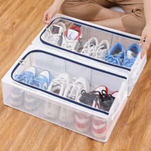 foldable transparent storage box – clear stackable organizer for shoes, clothes, toys & books