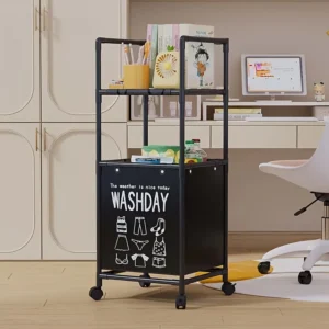 2 layer multifunctional laundry storage rack black