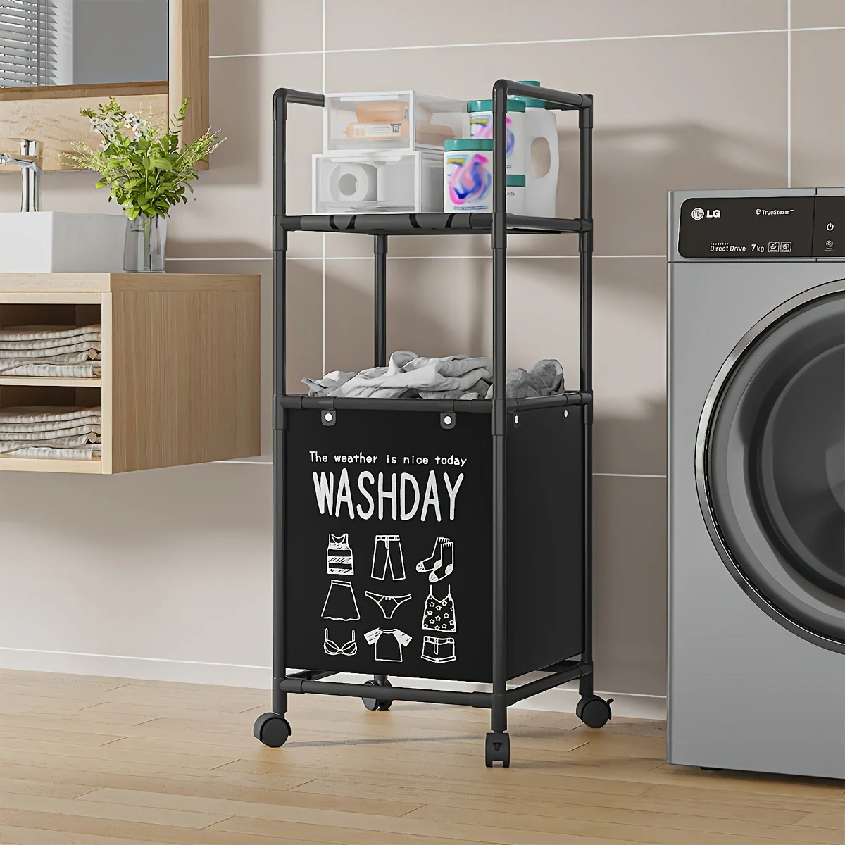 2 layer multifunctional laundry storage rack black 2 layer multifunctional laundry storage rack black